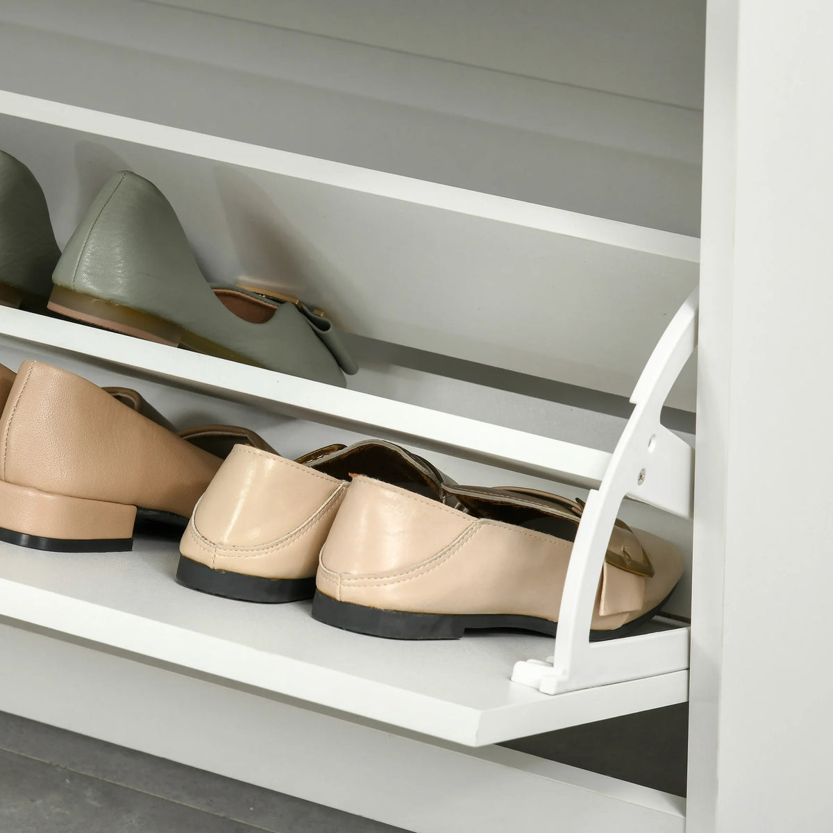White 3-Drawer Shoe Cabinet with 2 Flip Doors B17548