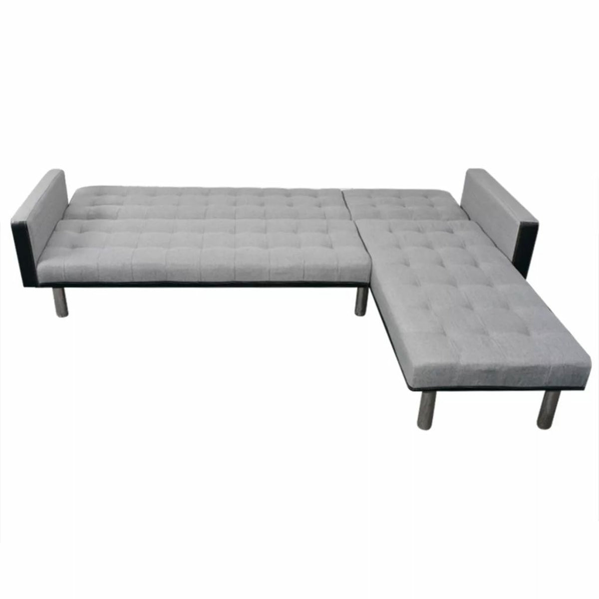 L-shaped Sofa Bed Fabric Black and Gray Q652