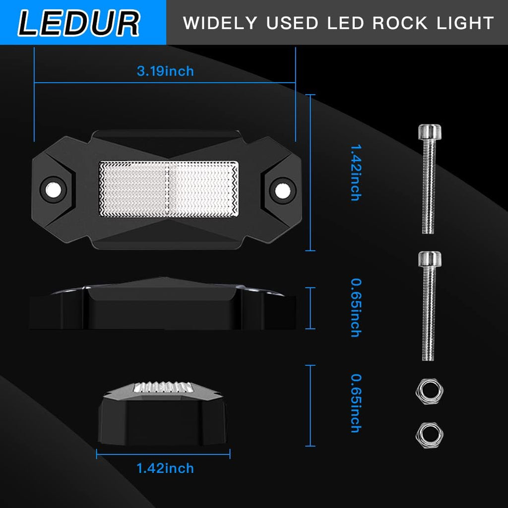 4Pods LED Rock Lights White with Switch Wire Harness H258