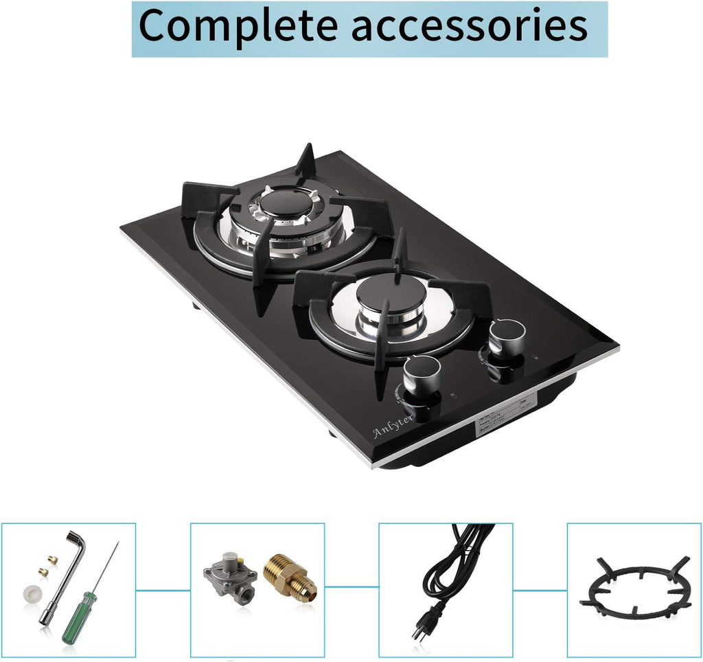 12 Inch 2 Burner Drop-In Gas Cooktop with Thermocouple Protection S92809