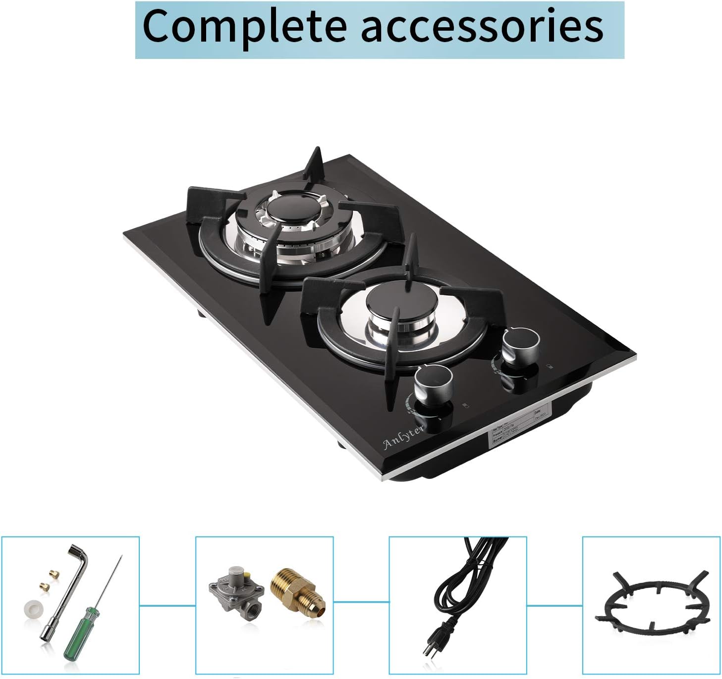 12 Inch 2 Burner Drop-In Gas Cooktop with Thermocouple Protection S92809