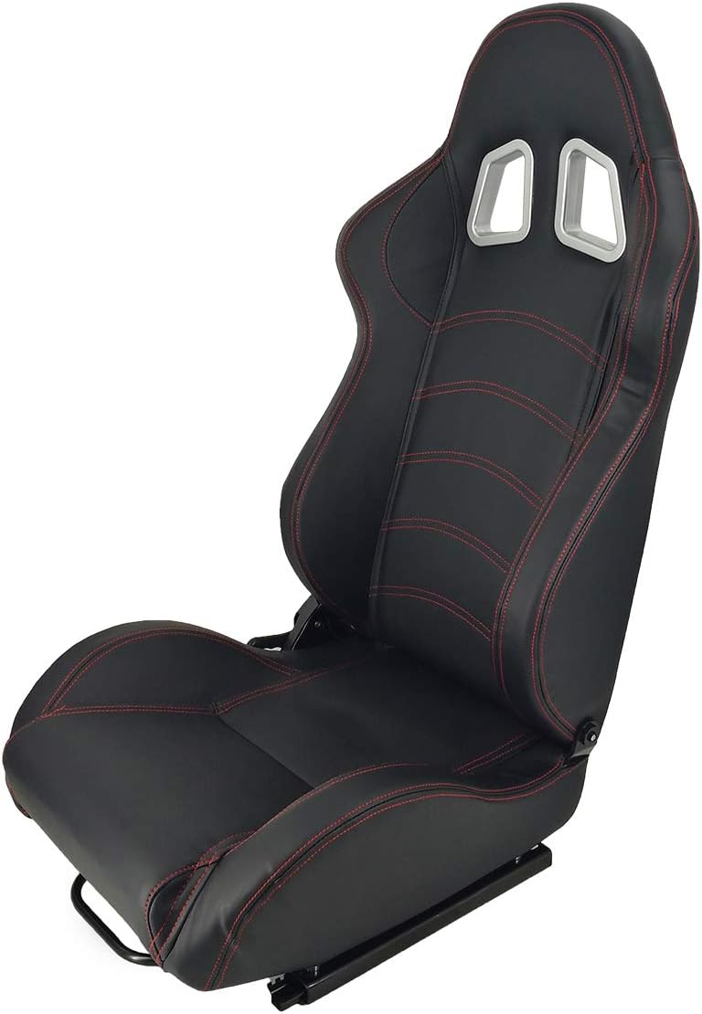 Pair of Black PVC Faux Leather Racing Car Seats V68410