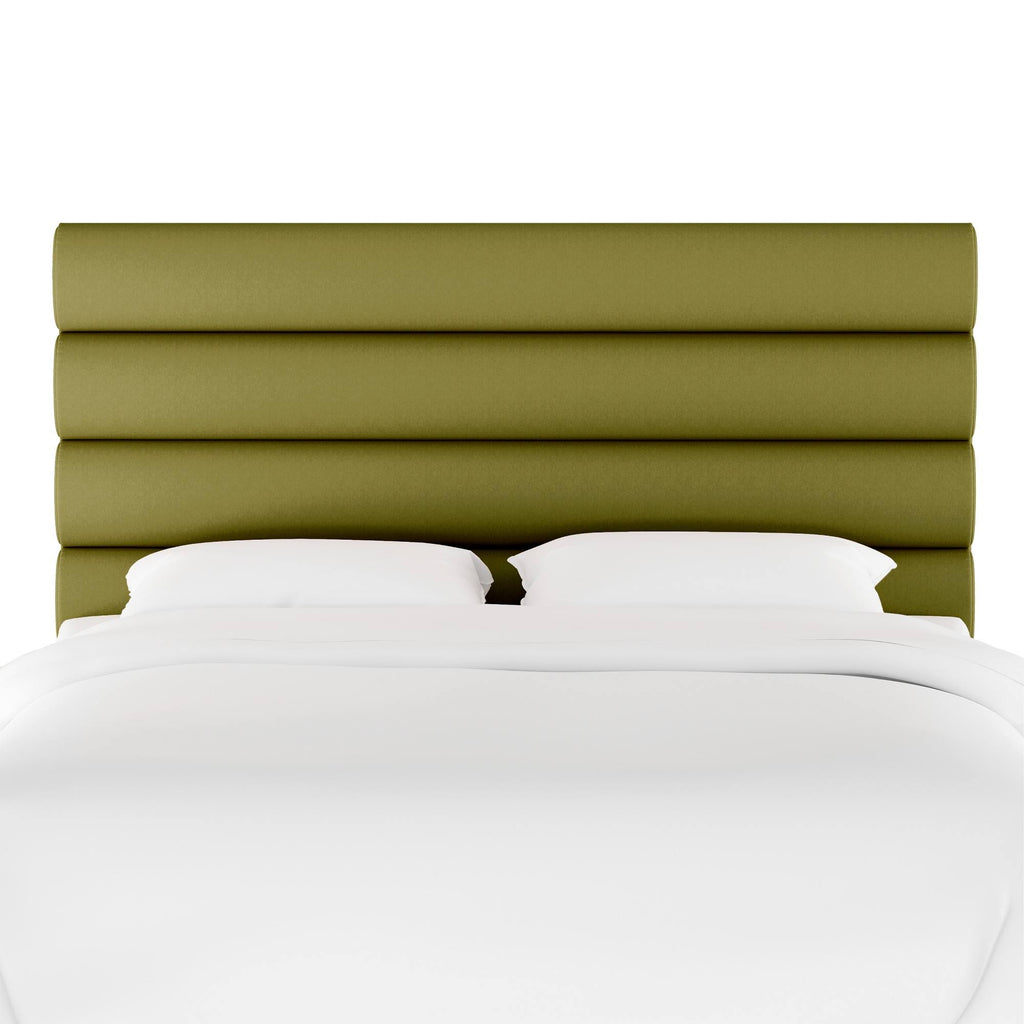 California King Horizontal Channel Headboard Green Velvet L43776