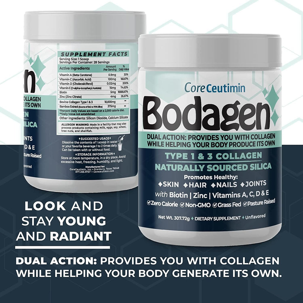 Collagen Peptides with Silica, Biotin, Zinc, Vitamins A, C, D, & E, Unflavored, Pack of 2 H557