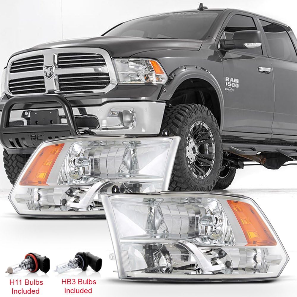 2009-2018 Dodge Ram 1500 2500 3500 Factory Quad Style Headlights Headlamps Assembly w/Bulbs Set Left+Right C598168