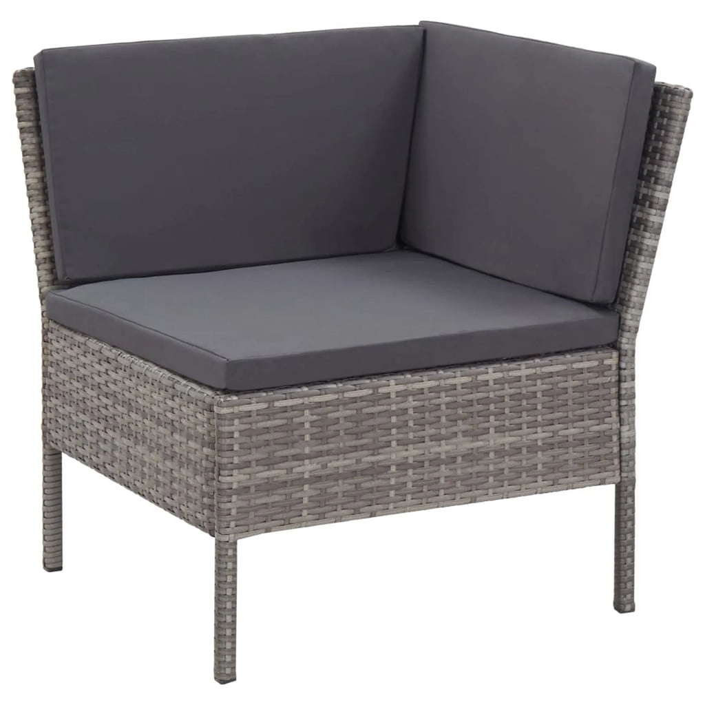 6 Piece Outdoor Conversation Set Gray Poly Rattan Patio Sectional Set V483
