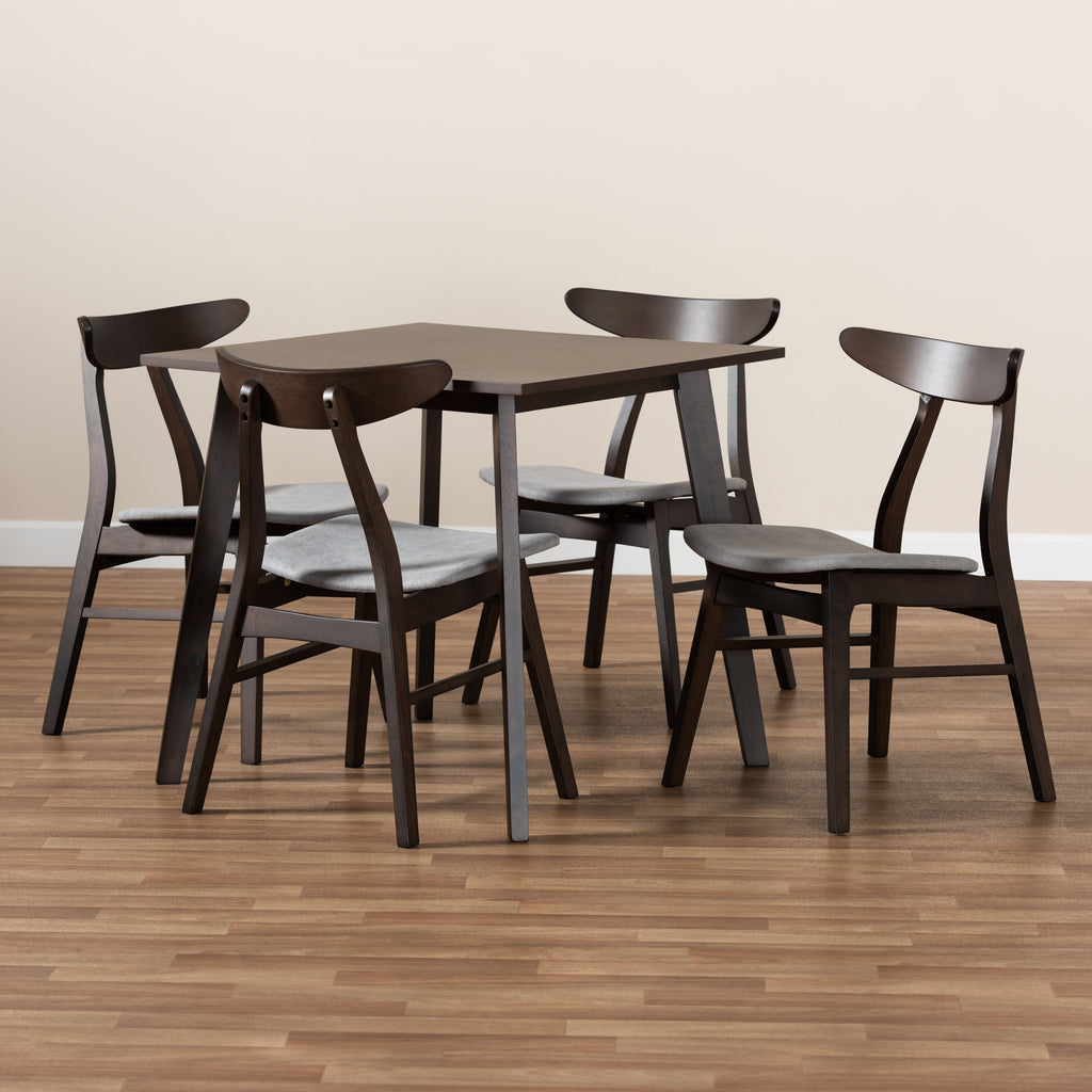 5-Piece Light Grey Fabric Wood Dining Set H81943