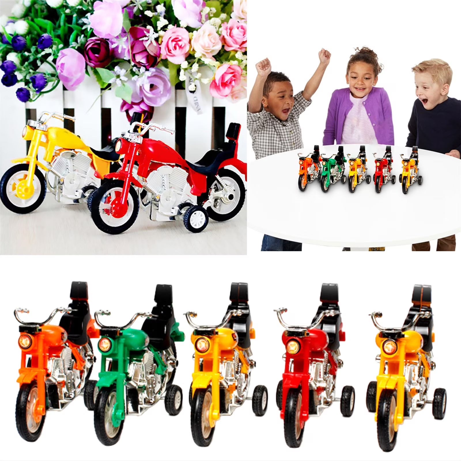 Set Of 5 Friction Powered Toy Motorcycles S501