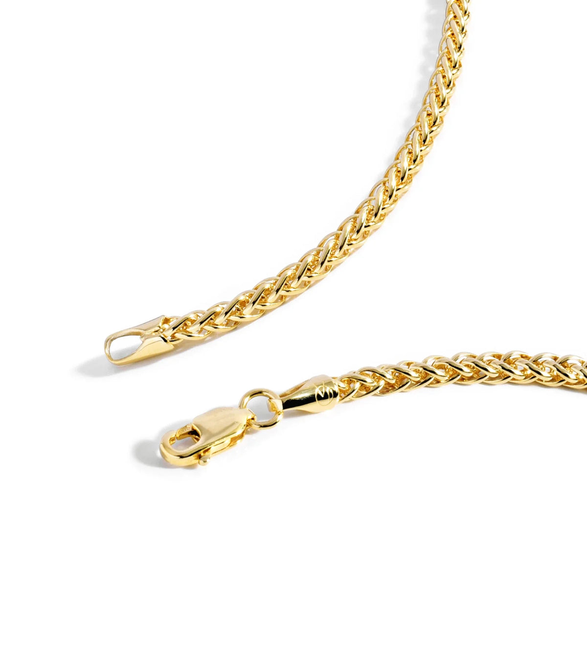 14K Solid Yellow Gold Filled Round Wheat Chain Necklace N342218