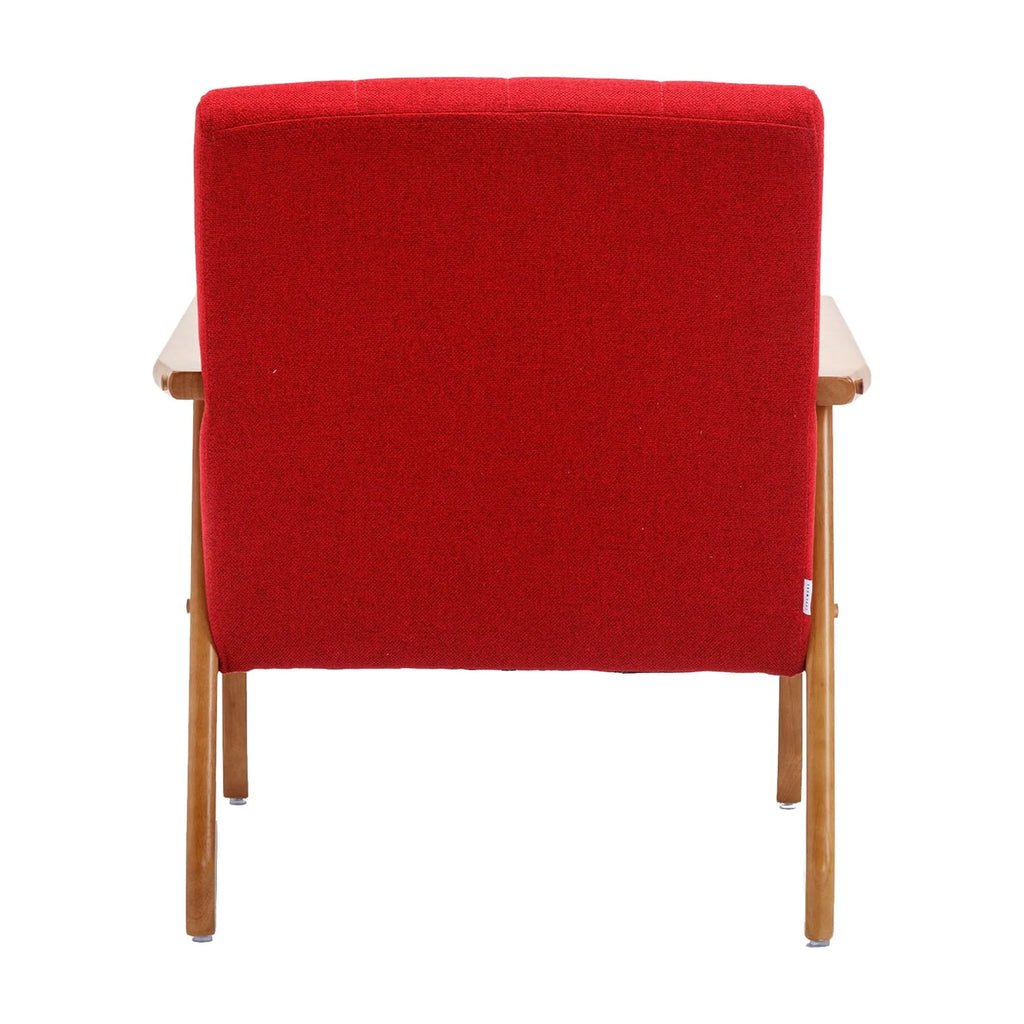 Accent Chairs Set of 2 with Side Table, Wood and Fabric Armchairs J17786