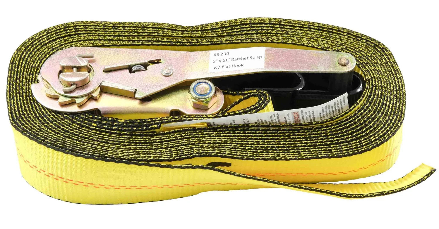 2" x 30' Ratchet Tie-Down Straps with Flat Hooks Yellow (4 Pack) J212