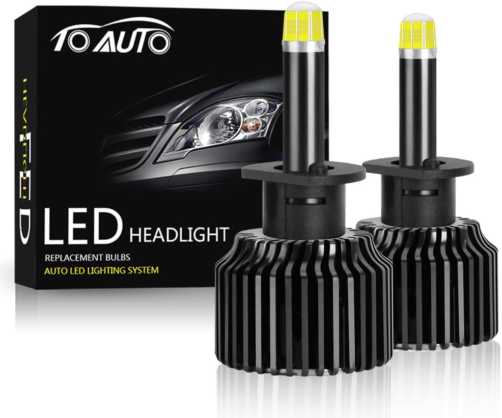 H1 LED Headlight Bulbs 60W 8 Sides CSP Chips 360 Degree 6000K 12000LM Conversion Kit Pack of 2 K423