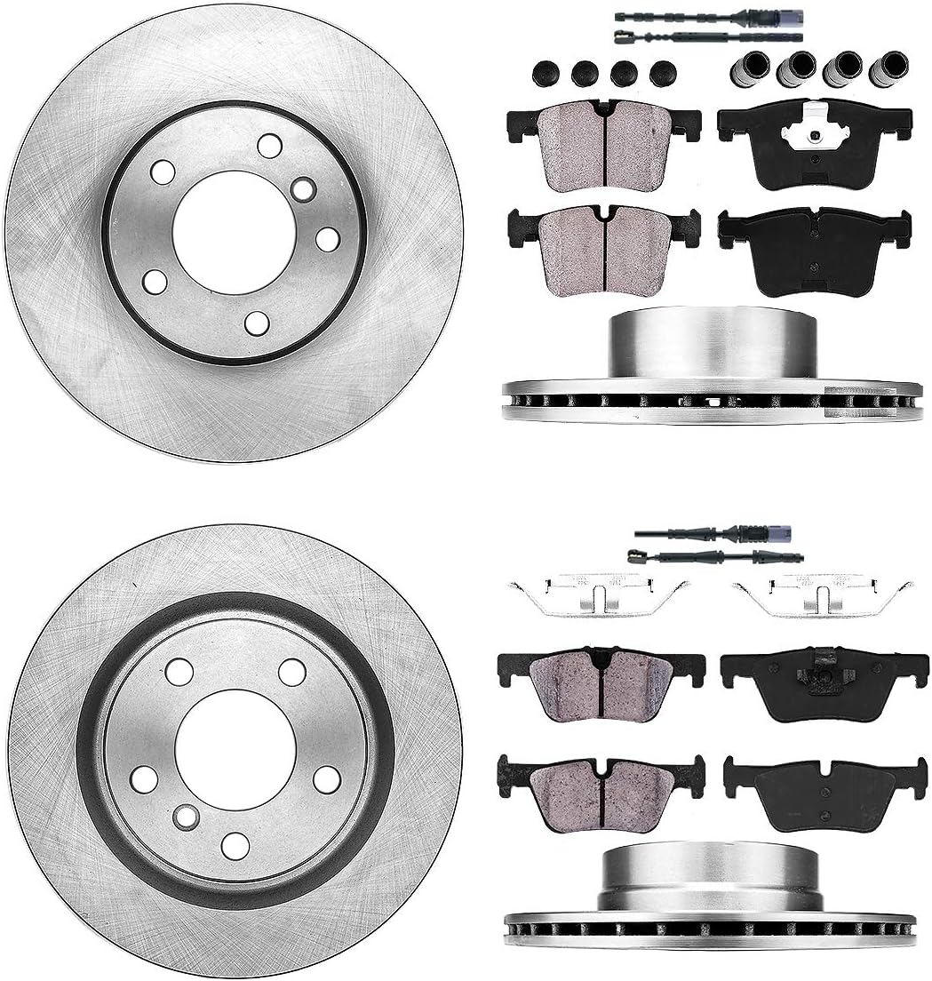 FRONT 312 mm + REAR 300 mm 5 Lug Rotors + Ceramic Pads + Clips + Sensors R96454