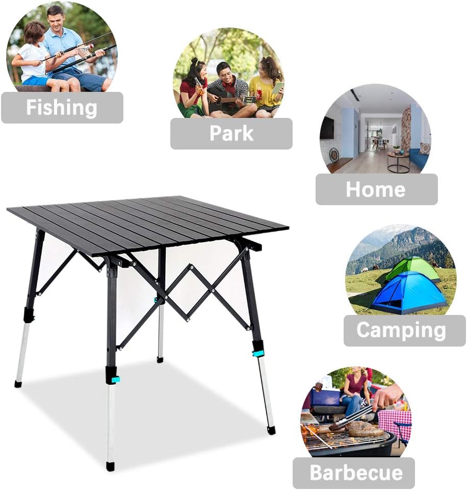 Portable Aluminum Folding Camping Table with Carry Bag (Black) R8467