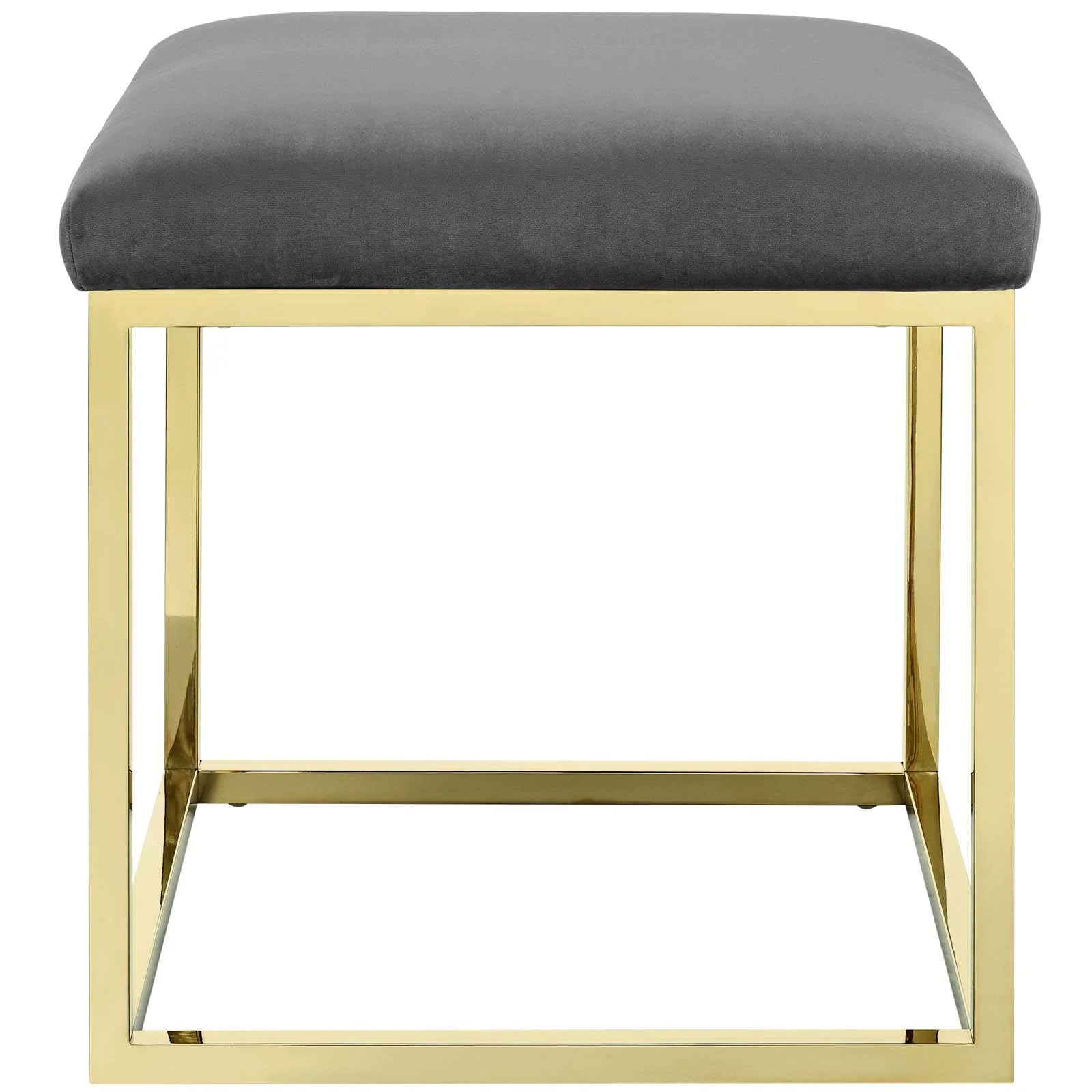 Gold Gray Velvet Accent Chair Ottoman Q7813