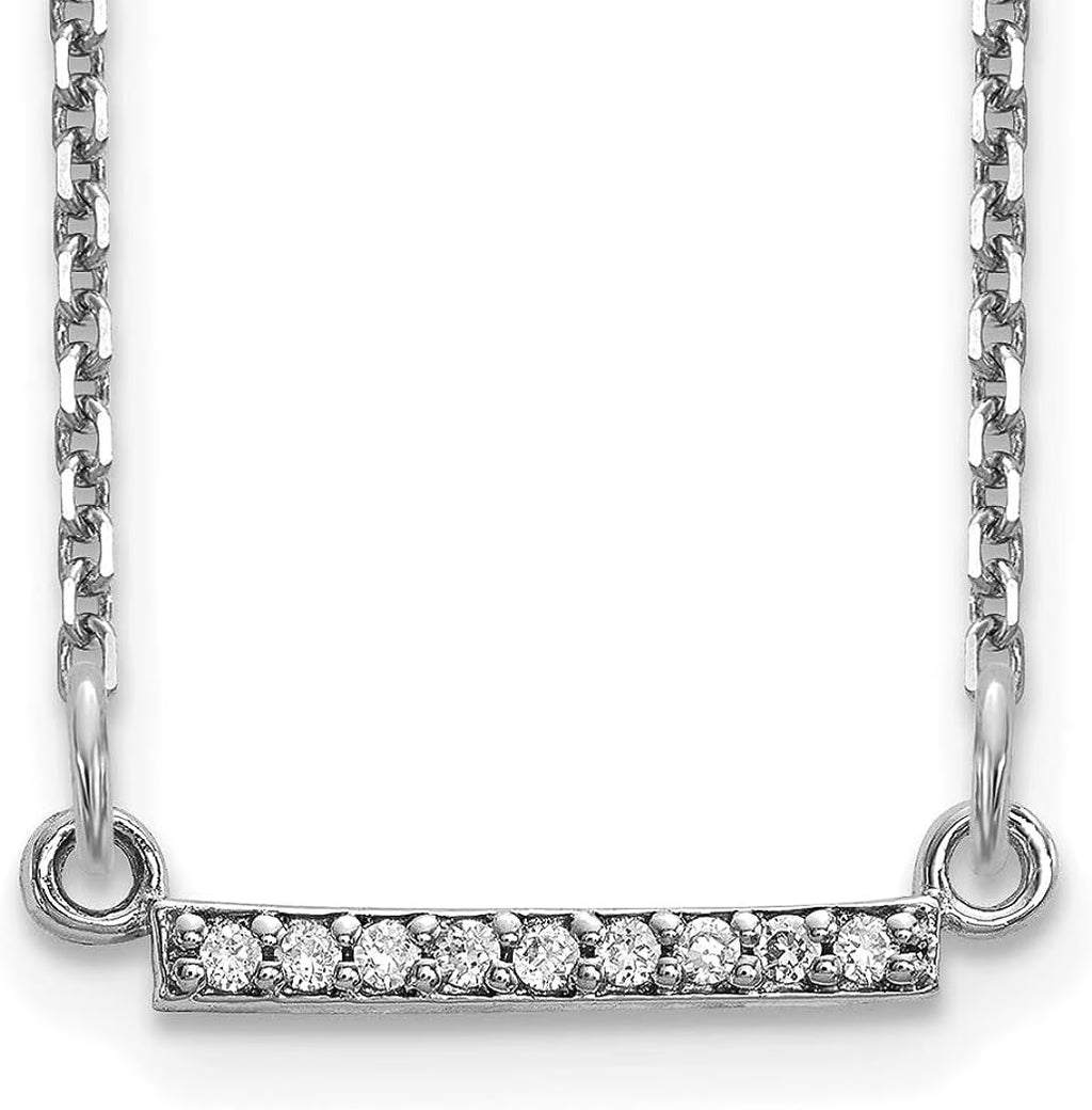 14k White Gold Diamond Bar Necklace 18" Natural Diamonds Chain C103