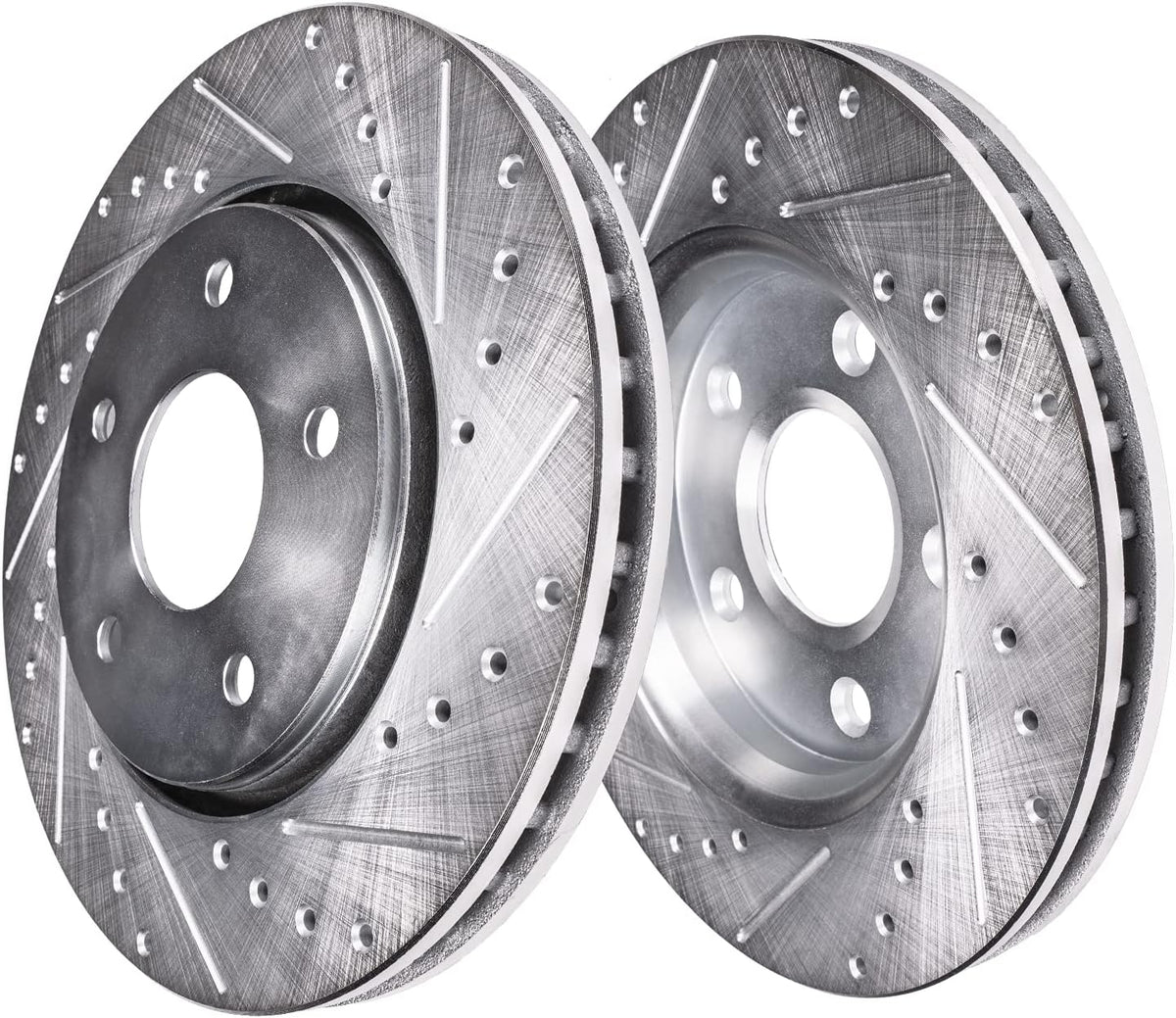 Front & Rear Drilled Slotted Rotors + Brake Pads 10pc Set T52795