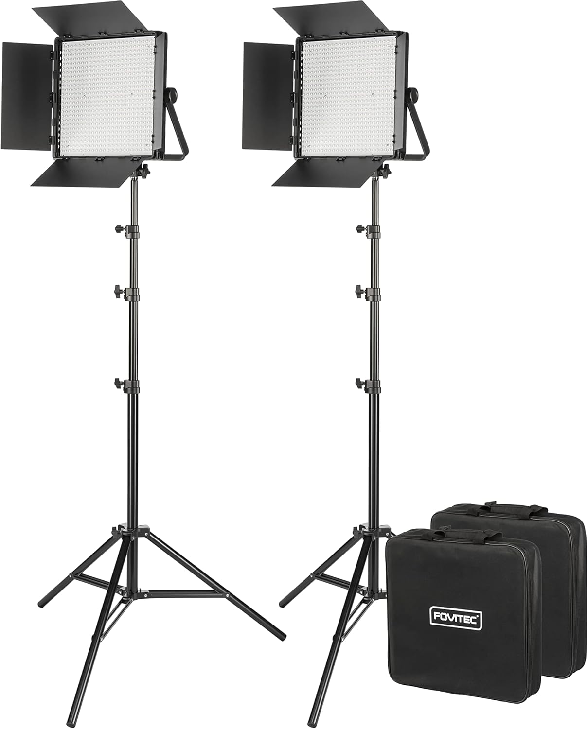 Portable 2-Light 600 LED Bi-Color Panel Kit with Cases & Stands P66798