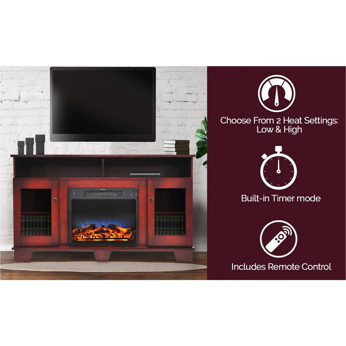 Cherry Electric Fireplace with Entertainment Stand I9433