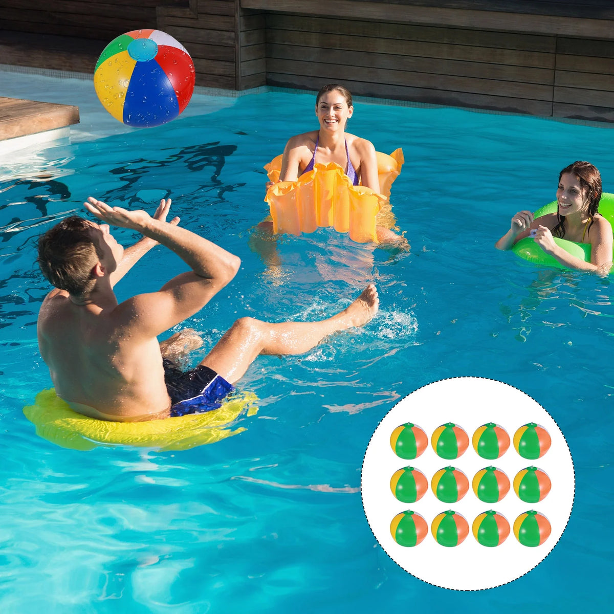 12 Pcs Inflatable Beach Balls Pool Toys K888337