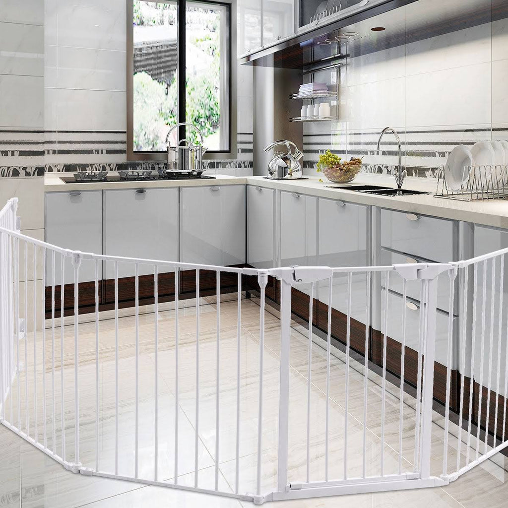 White 6 Panel Metal Playpen Barrier T21835