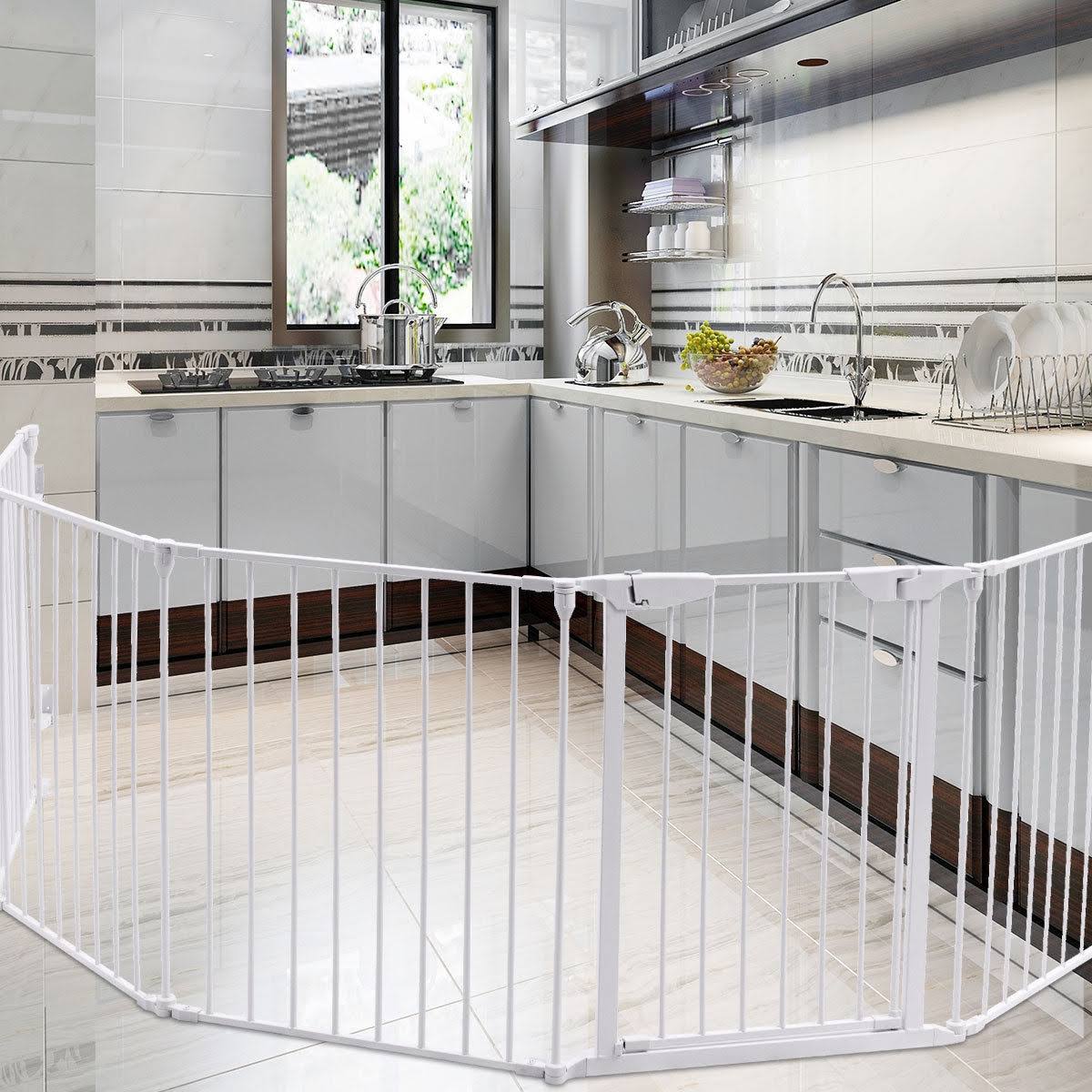 White 6 Panel Metal Playpen Barrier T21835