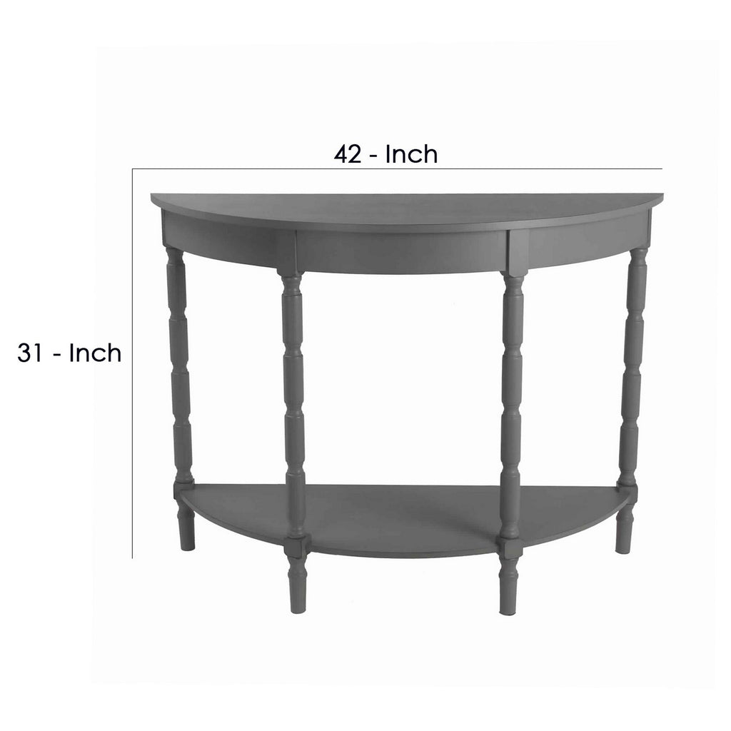 Light Gray Wooden Console Table with Open Shelf and Turned Legs P9924