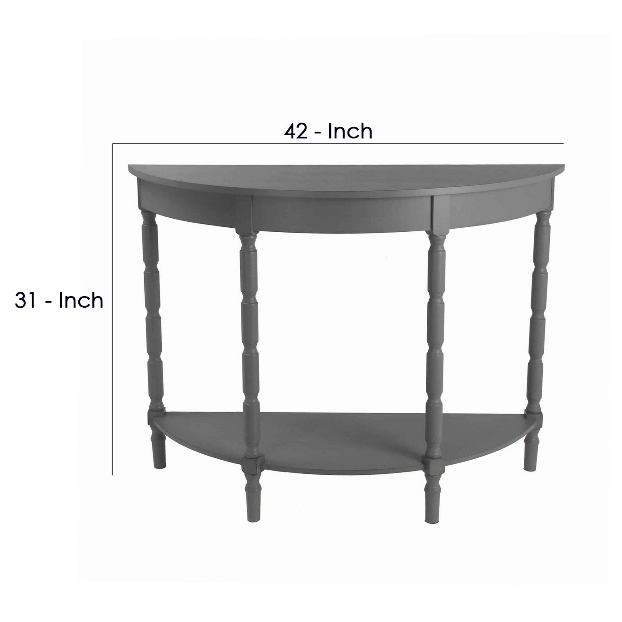 Light Gray Wooden Console Table with Open Shelf and Turned Legs P9924