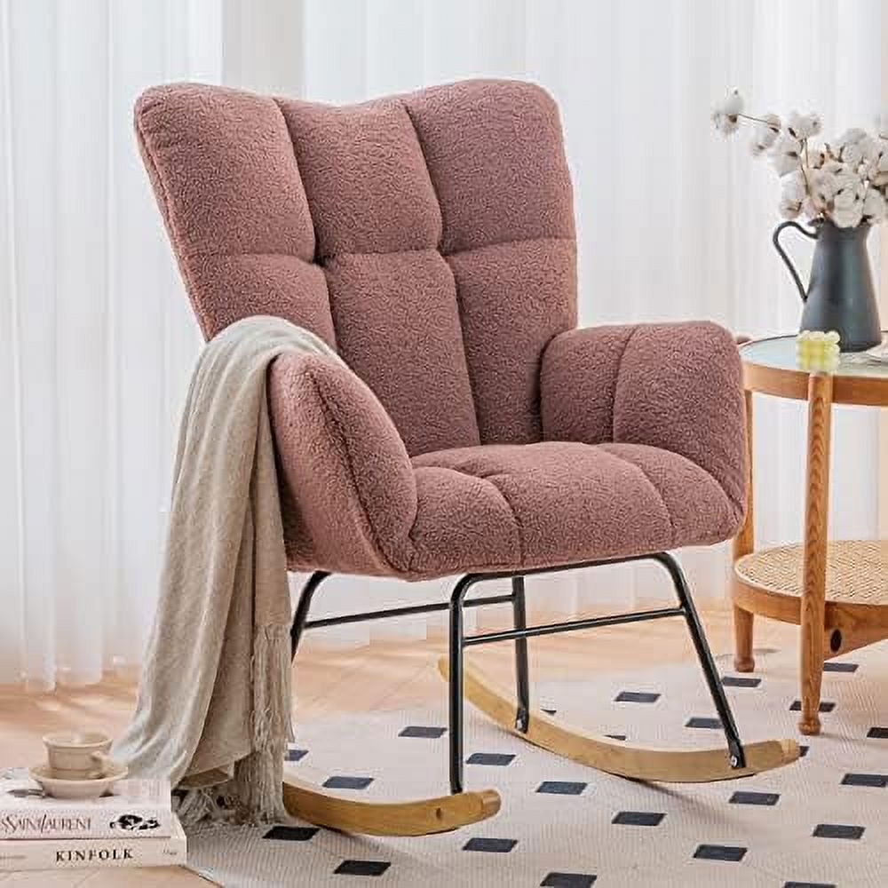 Grey Velvet Upholstered Nursery Rocking Chair O639756