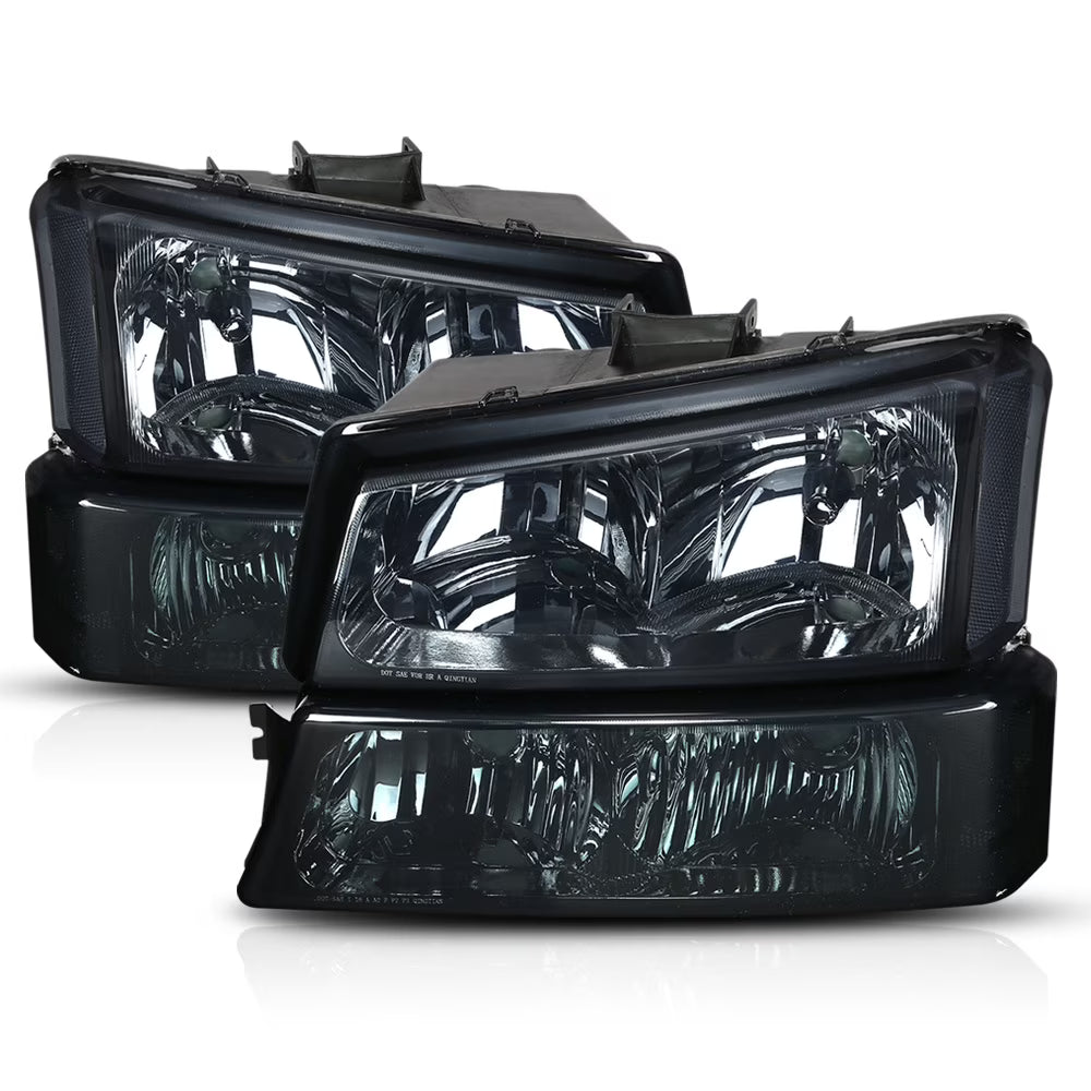 Smoke Tinted Headlight with Clear Signal for 2003-2006 Chevrolet Silverado and Avalanche M4035