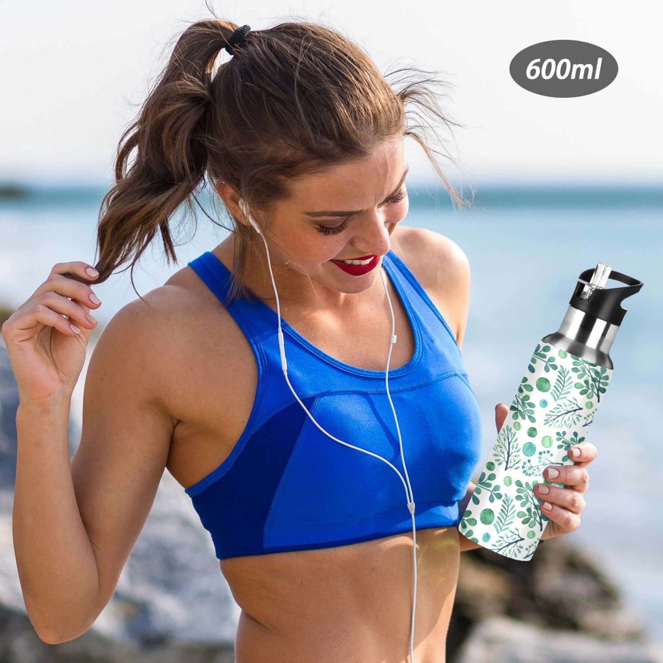 20 oz Insulated Stainless Steel Water Bottle with Straw Lid I458461