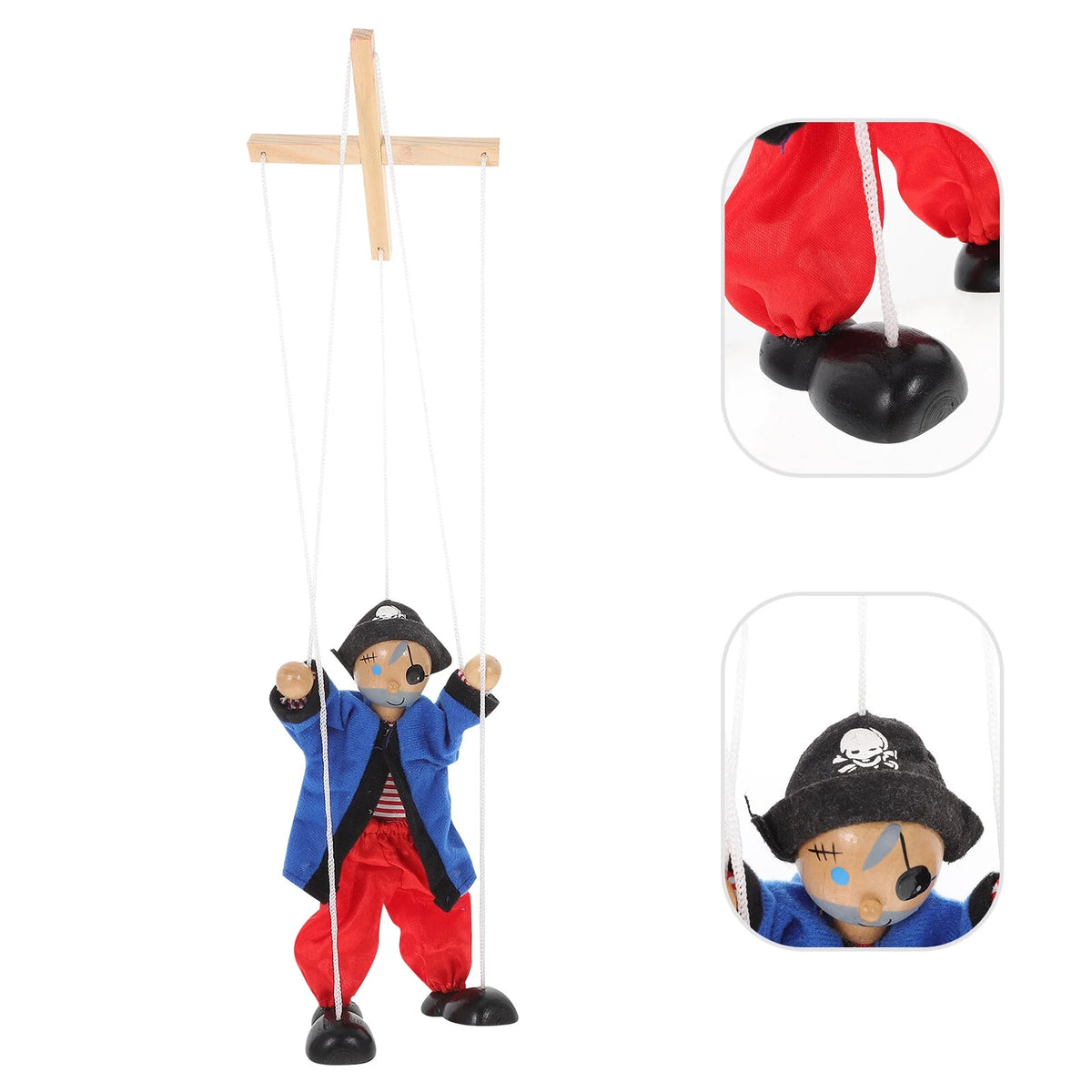 Wooden Pirate Marionette Interactive Toy Puppet V4764