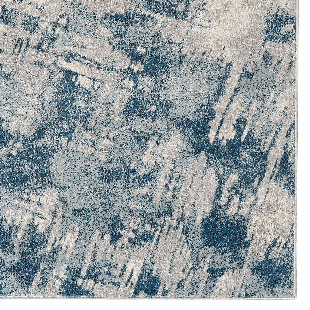Blue Rectangle Machine Woven Rugs U83383