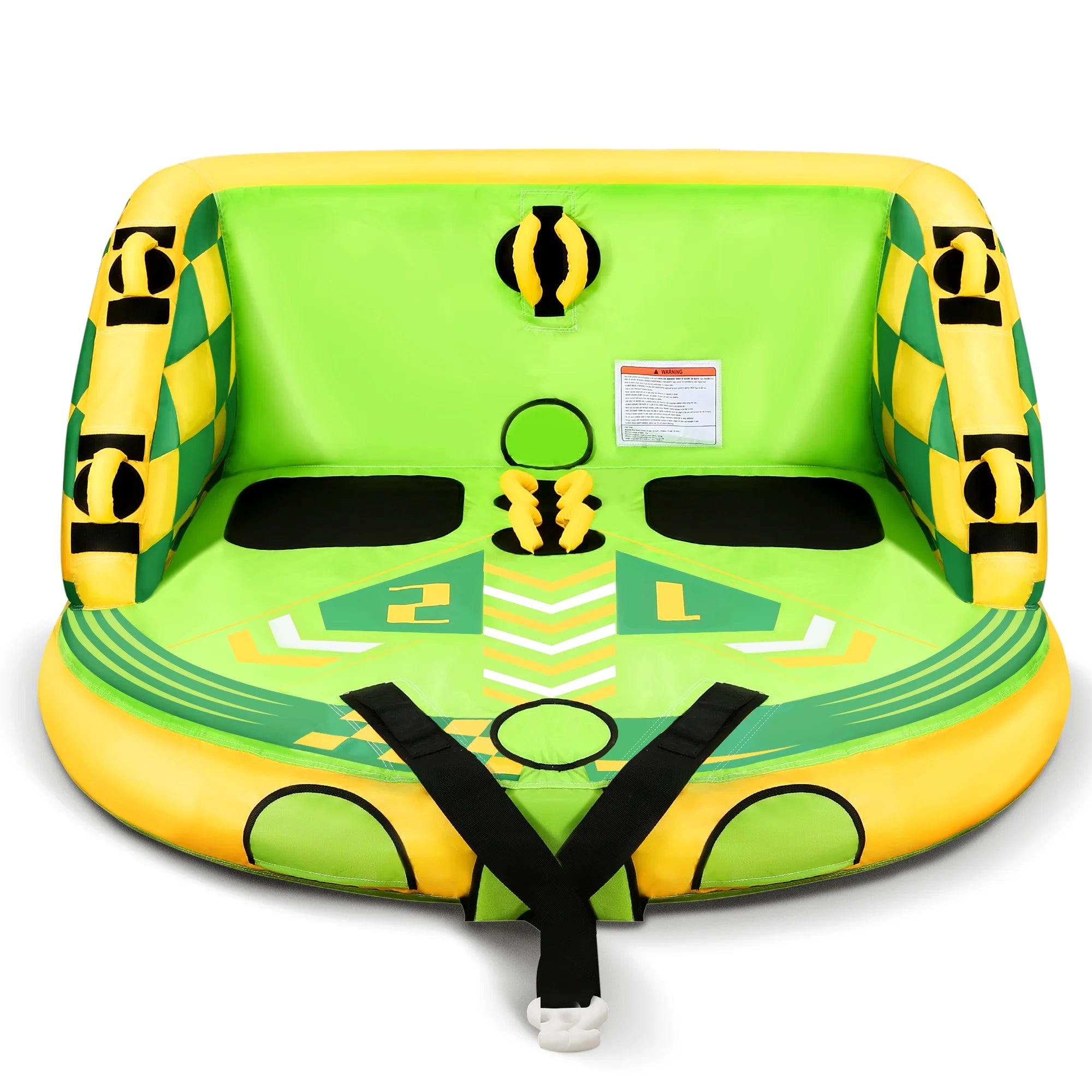 Green Inflatable Towable Tube with Foam Seats & Handles B730670