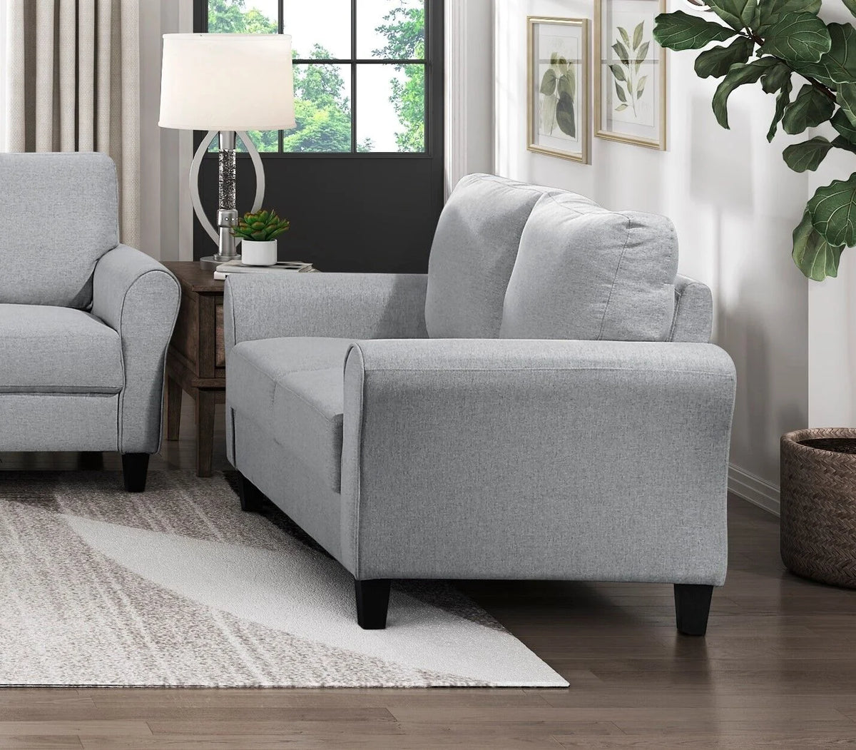 3pcs Sofa Set Dark Gray Textured Upholstered Sofa Loveseat Chair L239402
