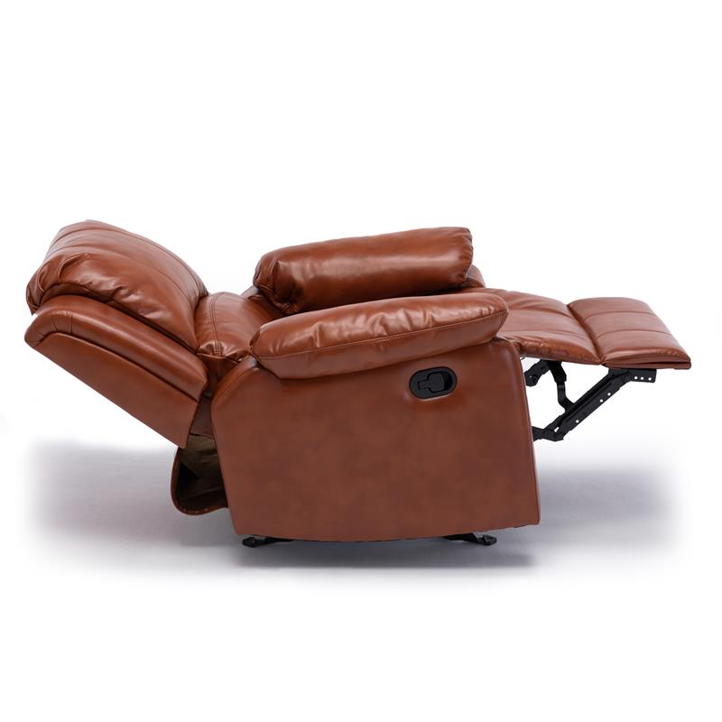Caramel Faux Leather Glider Rocker Recliner F6390