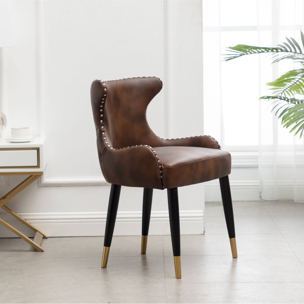 Brown Faux Leather Tufted Accent Chair R97156