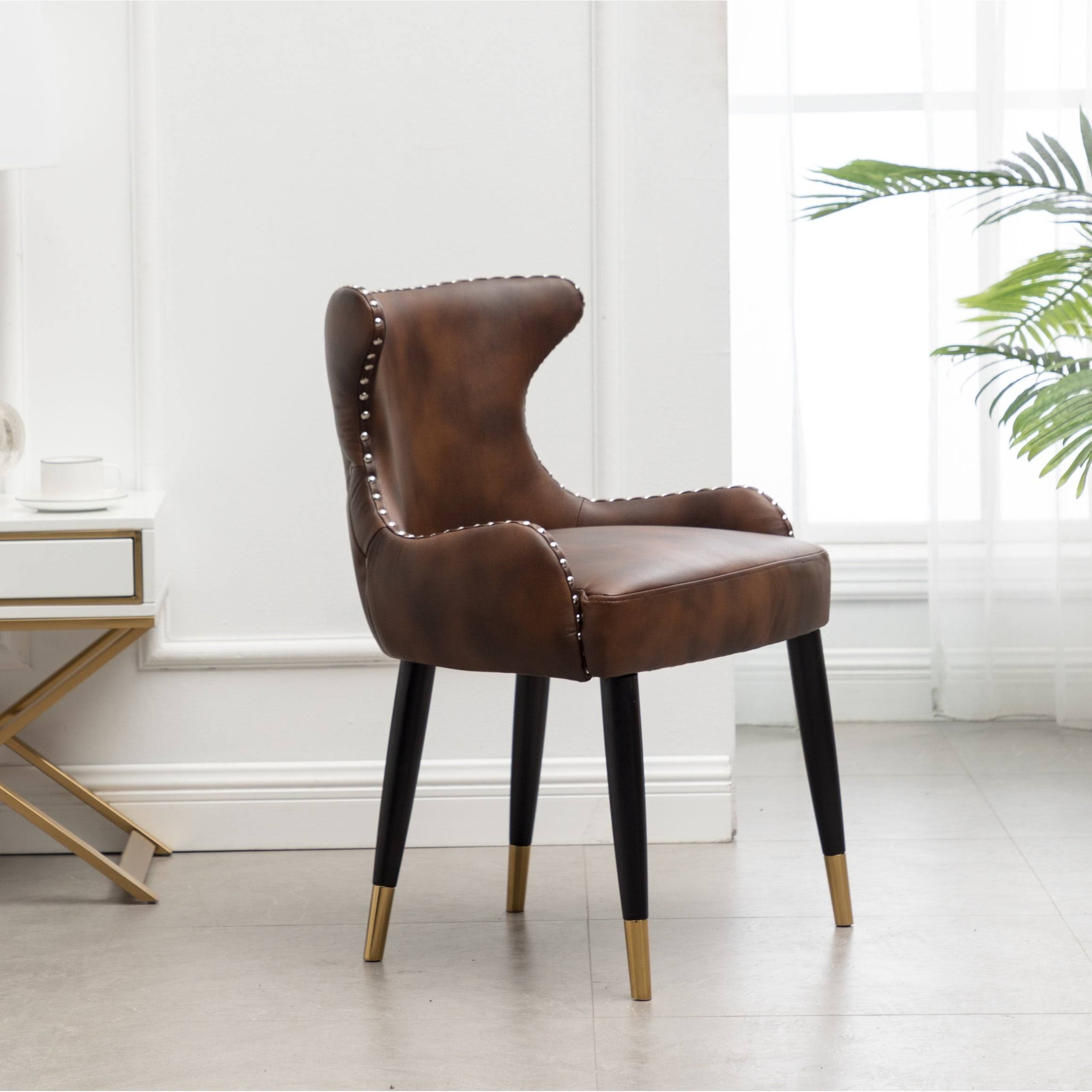 Brown Faux Leather Tufted Accent Chair R97156