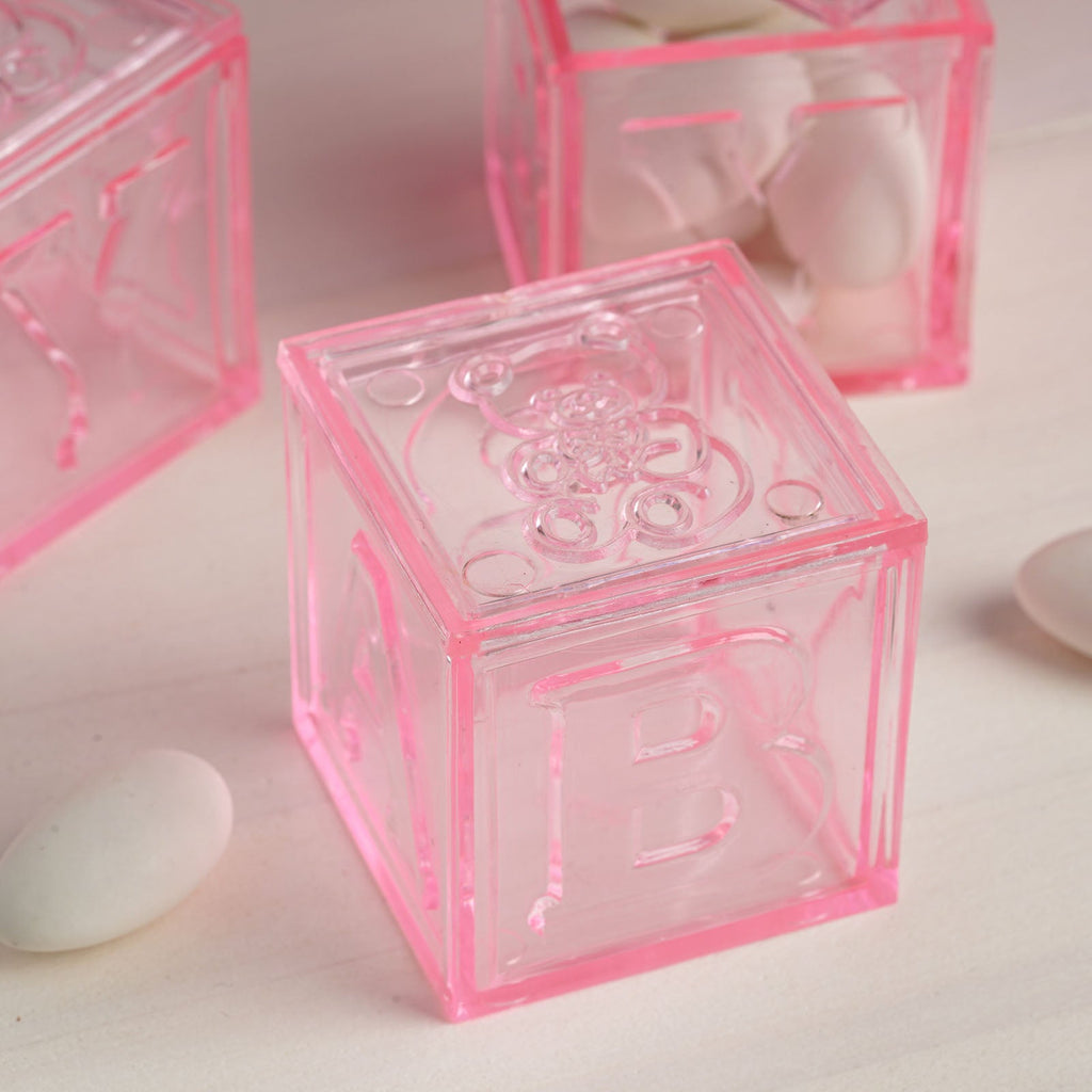 Pink Fillable Baby Blocks Party Favor Gift - 12/pk T940