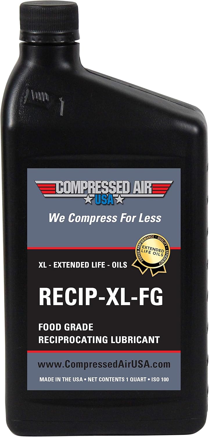 Food Grade 6000 Hour Reciprocating Air Compressor Lubricating Oil (1 Quart) Pack of 2 N76389