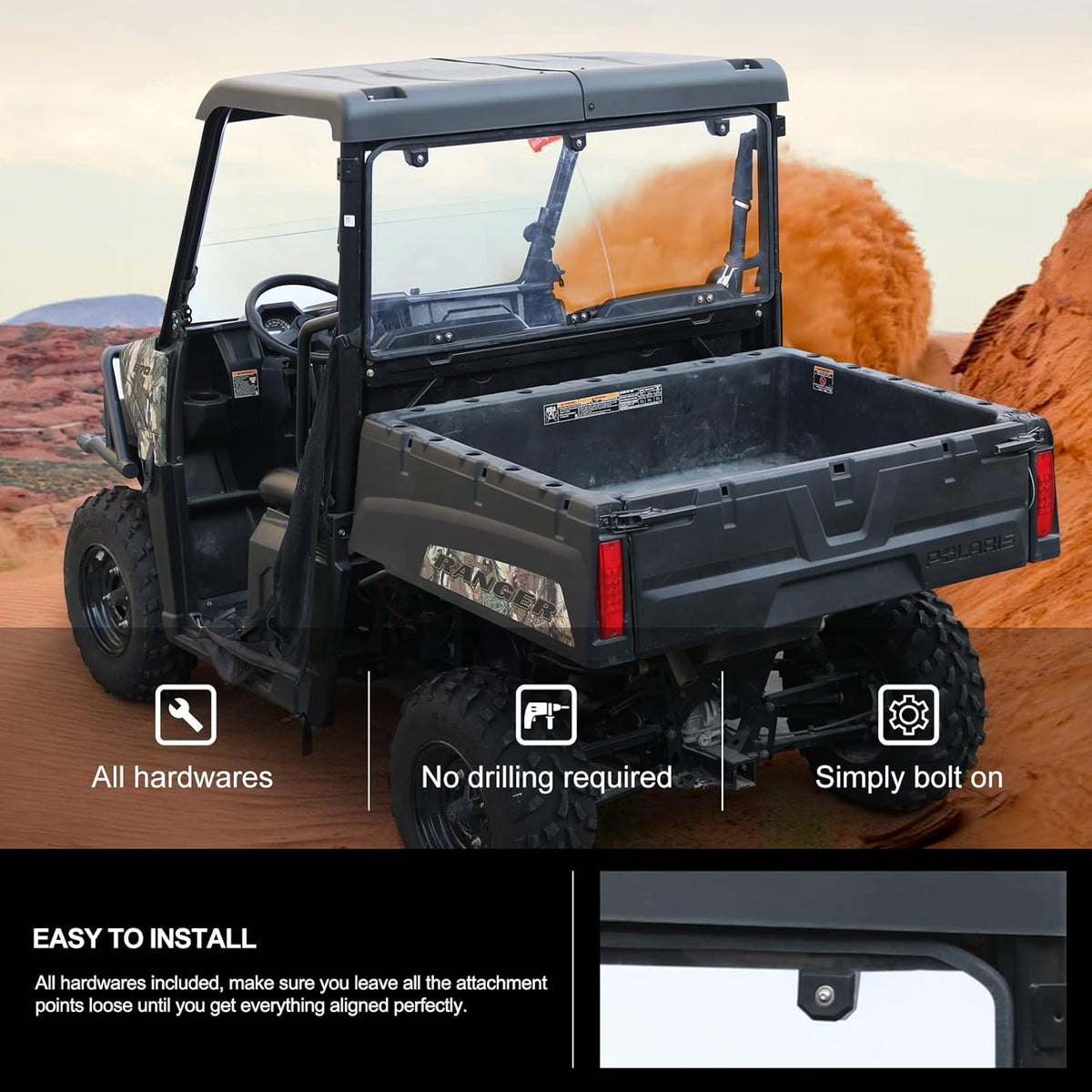 Rear Windshield for Polaris Ranger Midsize 570 500 I23685