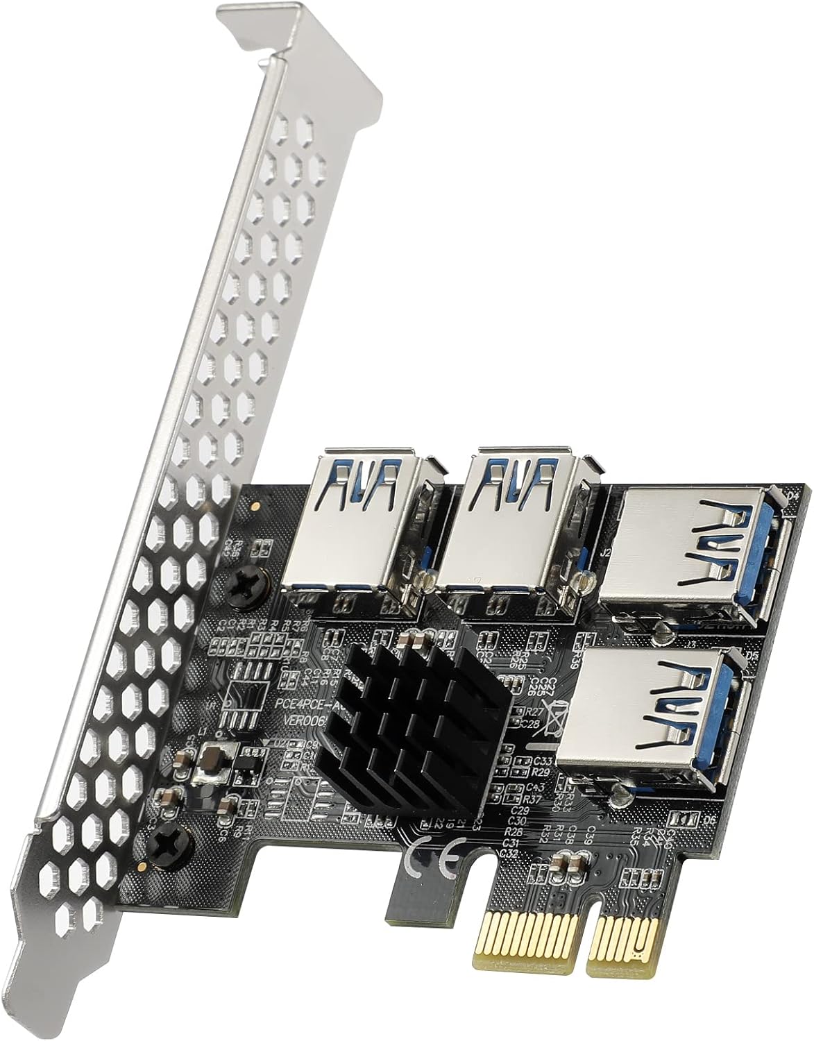 6 Pack PCI-E 1X to 16X GPU Riser Adapter Card with 6PIN SATA Power Cable G178773