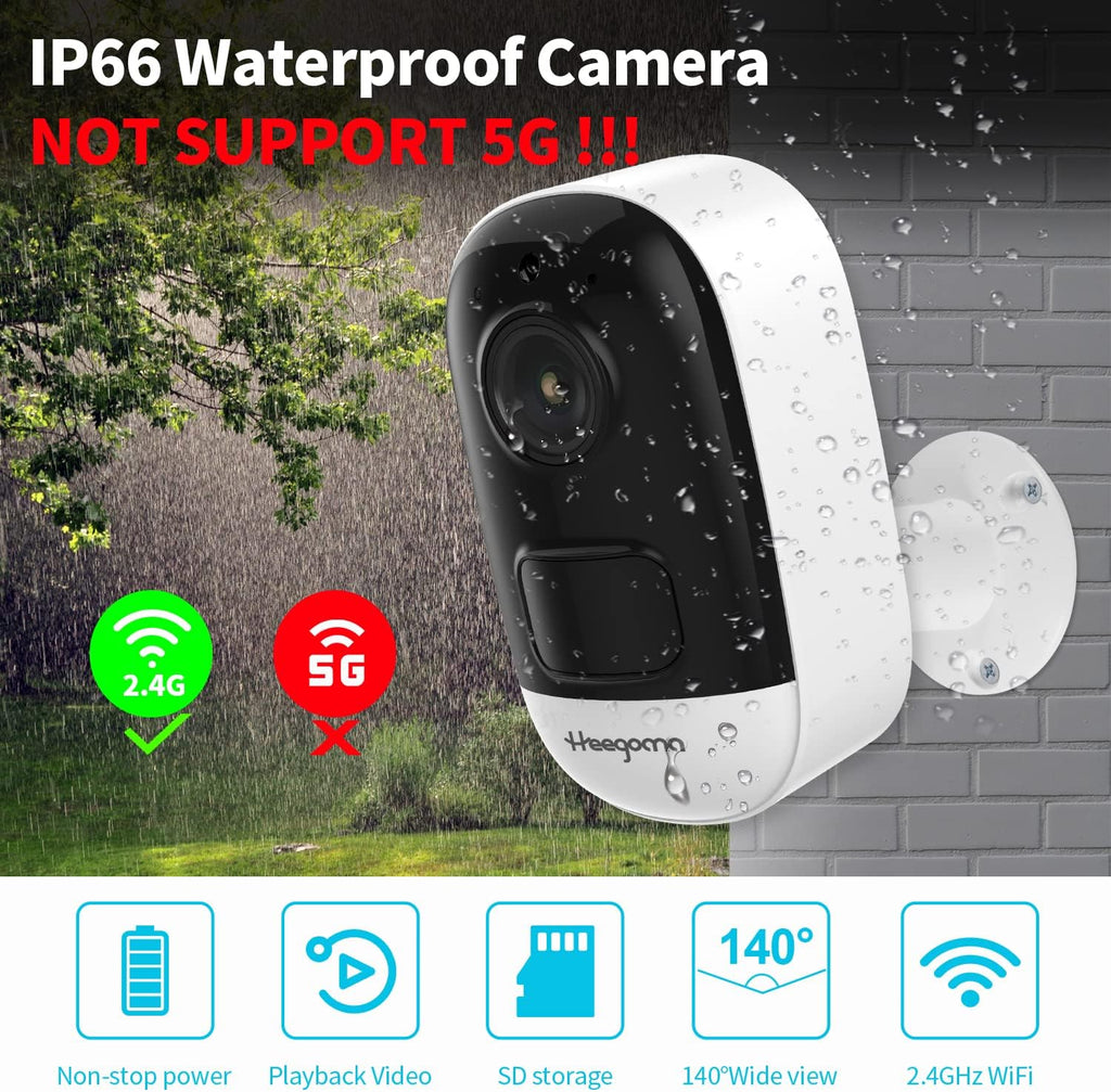 Wireless Security Camera Outdoor with Solar Panel, 5200mAh Rechargeable Battery, 2K WiFi Night Vision, IP66 Waterproof, PIR Motion Detection C891014