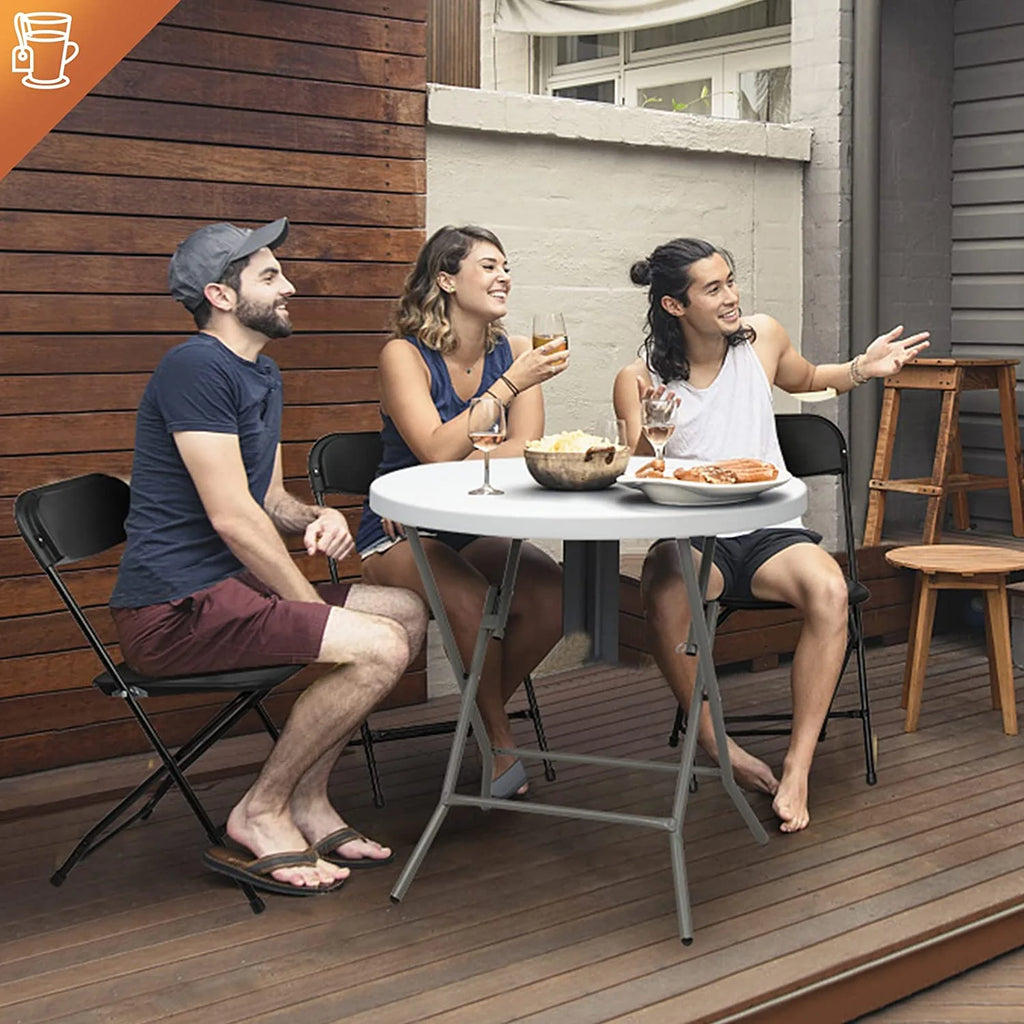 Black Plastic Folding Chair with Steel Frame Y20771