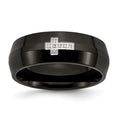 Black IP-plated Diamond Cross Ring Size 12 G386624