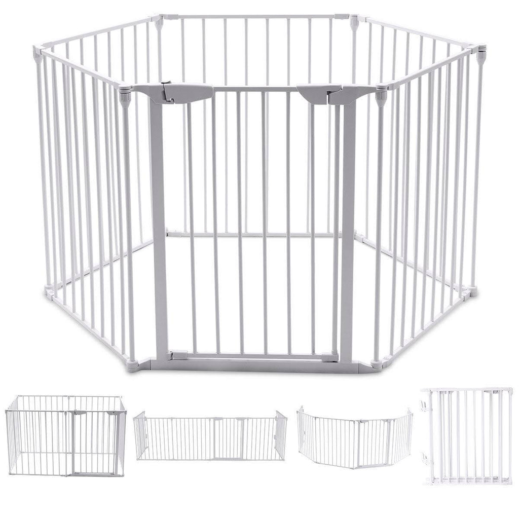 White 6 Panel Metal Playpen Barrier T21835
