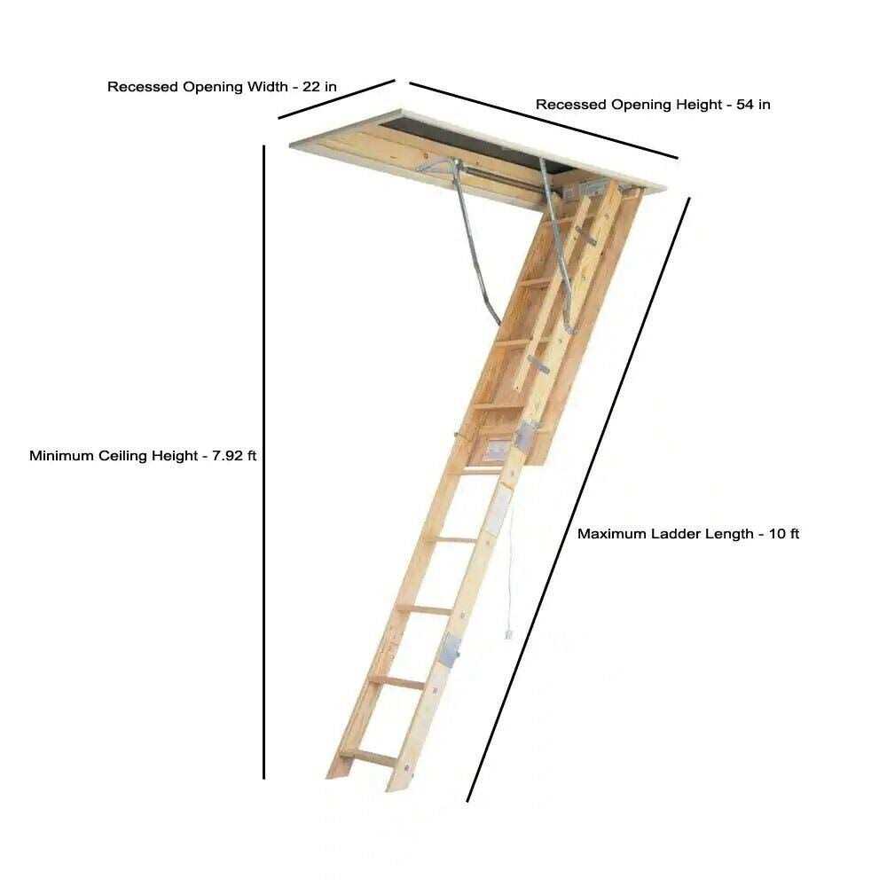 10.2 ft. H x 22.5 In. W Wood Attic Ladder 250 lb. Capacity W500591