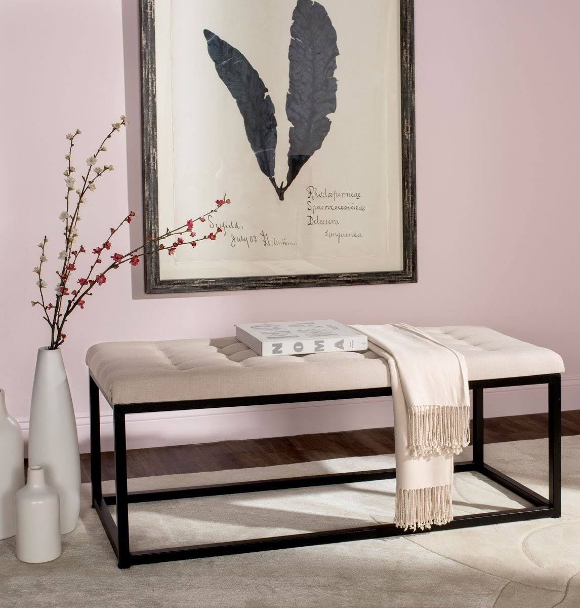 Navy/Brass Velvet Bench H159635