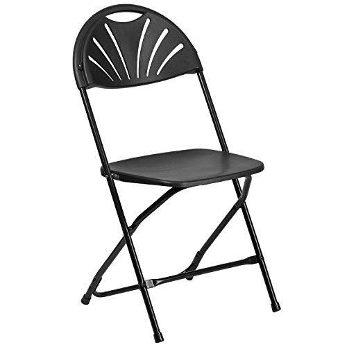 Black Plastic Fan Back Folding Chair L206