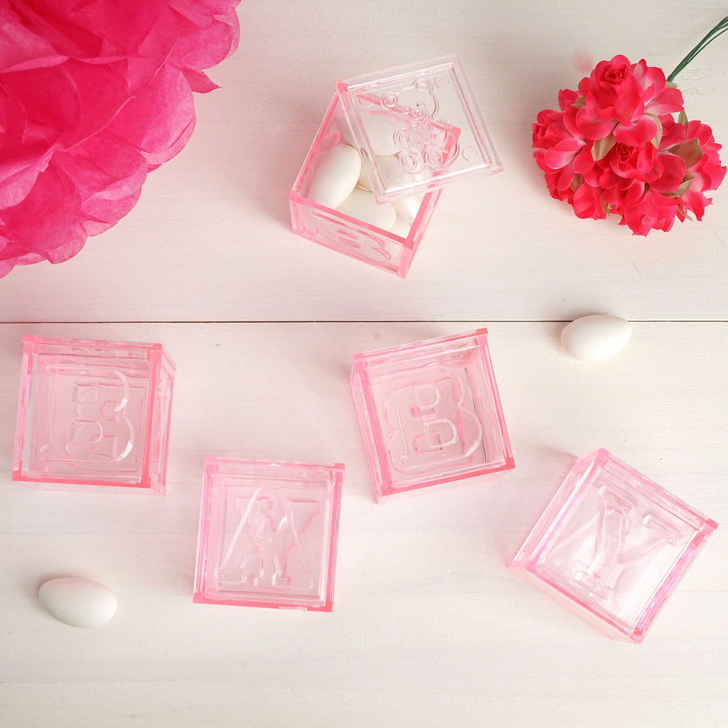 Pink Fillable Baby Blocks Party Favor Gift - 12/pk T940